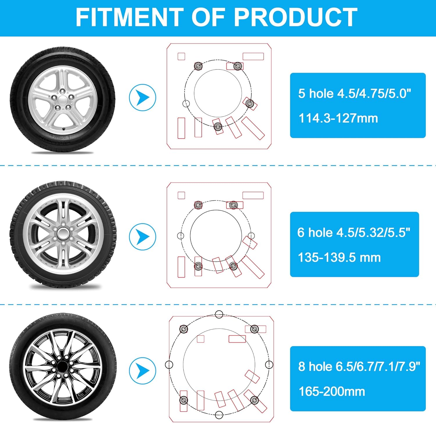 Stake Pocket Spare Tire Carrier,Spare Tire Mount Bracket for Trailer or Large Truck Engineering Vehicle,Fits 5 & 6 & 8 Lugs Wheels on 4.5'',4.75'',5.0,5.32,5.5,6.5,6.7,7.1 or 7.9 Bolt Patterns